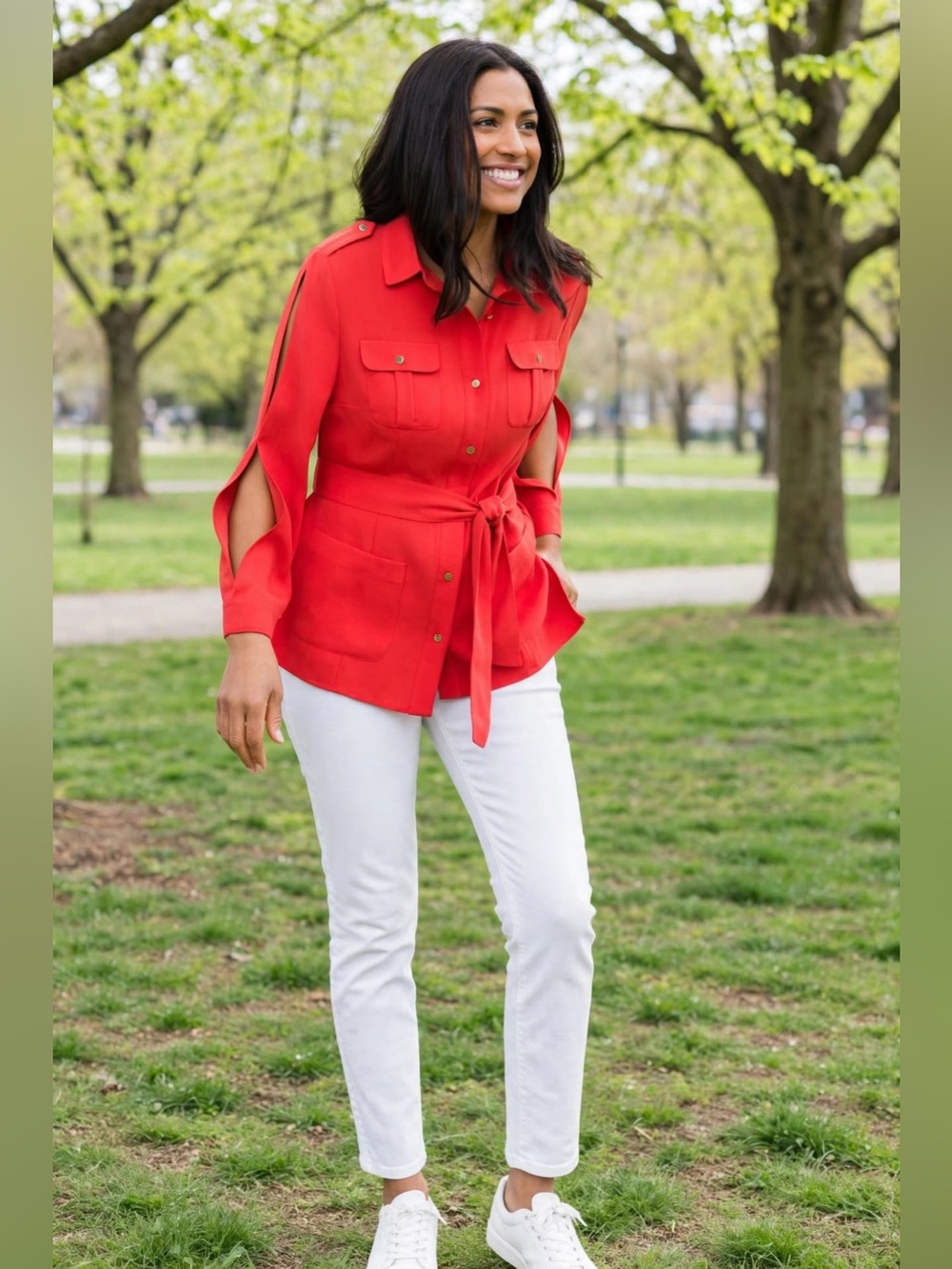 COLD-SHOULDER UTILITY JACKET!!🧡